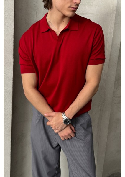 Erkek Oversize Pamuklu Polo Yaka Triko T-Shirt modelleri