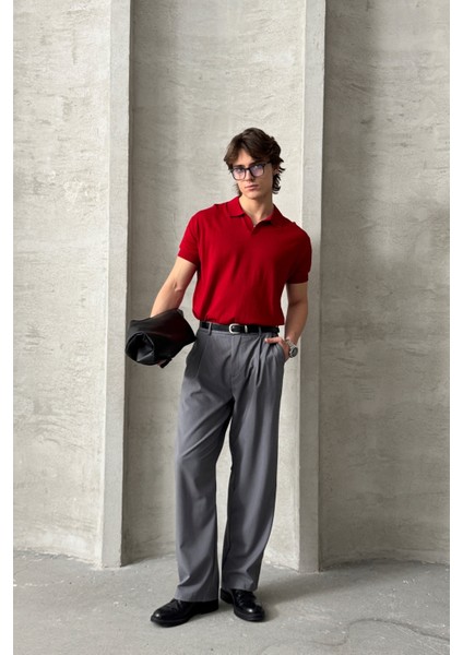 Erkek Oversize Pamuklu Polo Yaka Triko T-Shirt fırsatları