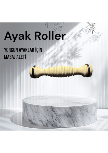 Pratik Ayak Masaj Roller Doğal Ahşap
