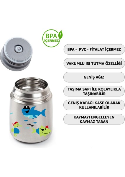 450ML Balık Baskılı Bebek Mama Saklama Termosu Vakumlu Çift Taraflı Termos fiyatları