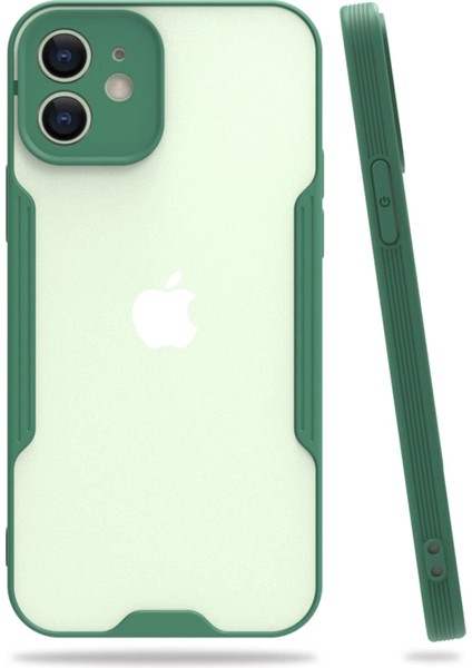 Apple iPhone 12 Kılıf Platin Silikon - Yeşil Glstd