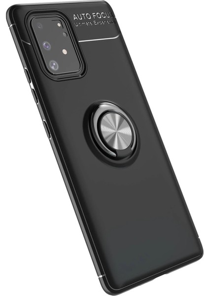 Samsung Galaxy A91 / S10 Lite Kılıf Range Yüzüklü Silikon - Siyah-Kırmızı Glstd