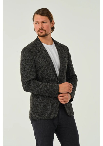 Erkek Slim Fit Blazer Ceket Siyah Desenli modelleri
