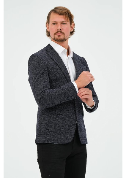 Erkek Slim Fit Blazer Ceket Lacivert Desenli indirimleri