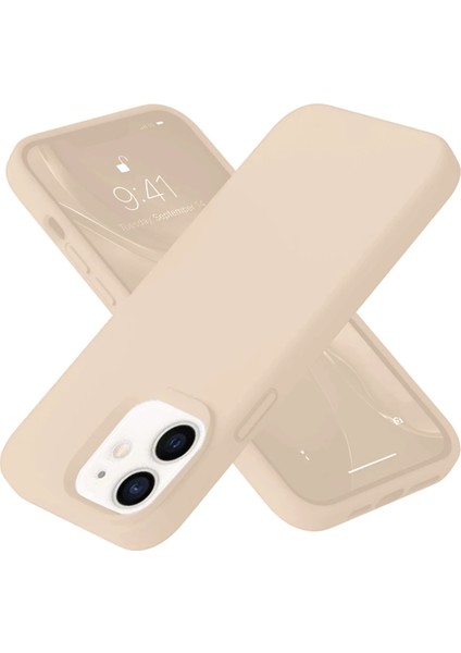 Apple iPhone 12 Kılıf Nano Içi Kadife Silikon - Pudra Glstd