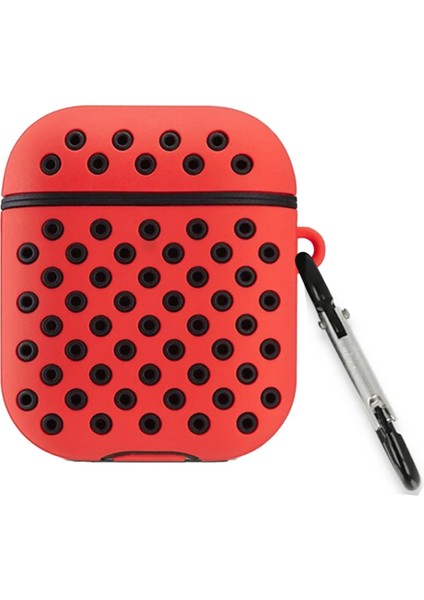 Airpods 2 (2.nesil) Spor Delikli Kılıf - Kırmızı-Siyah Glstd