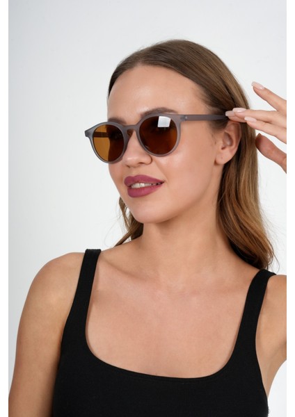 Gri Yuvarlak Unisex Güneş Gözlüğü