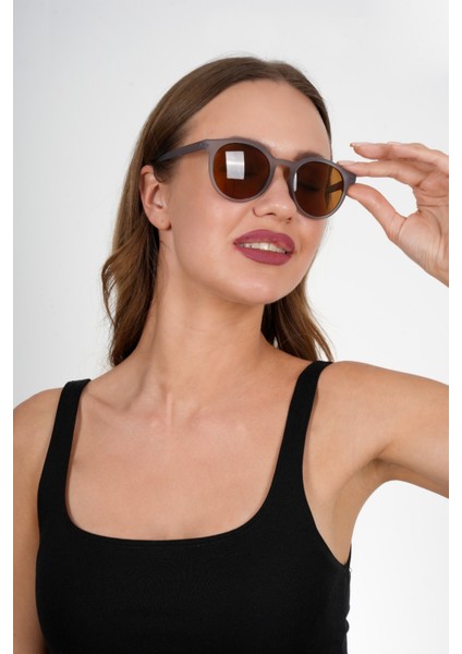 Gri Yuvarlak Unisex Güneş Gözlüğü