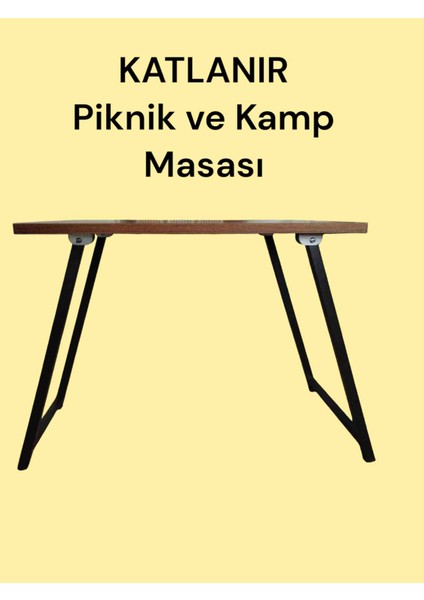Metal Ayaklı Katlanır Kamp Balkon Bahçe Piknik Masa Sehpa