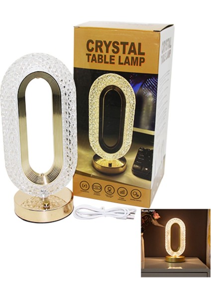 Büyük Oval 3 Renk LED Dokunmatik USB Şarjlı Masa Lambası (5057)