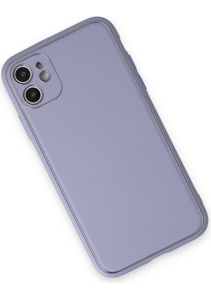 Apple iPhone 12 Kılıf Coco Deri Silikon Kapak - Açık Lila Glstd