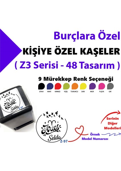 Kişiye Özel Kaşe Burçlu Kaşeler, Otomatik Burç Tasarımlı Kaşe Z3 Serisi