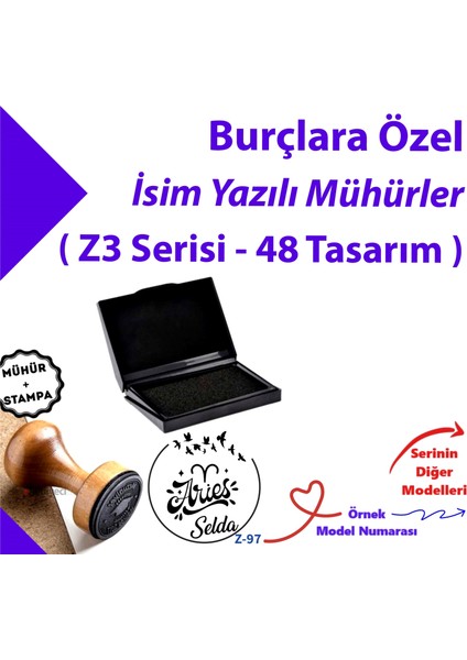 Burçlara Özel Mühür, Burç Tasarımlı Kaşe, Doğum Gününe Göre Burçlu Hediyelik Kaşe Z3 Serisi