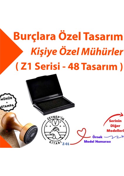 Burçlara Özel Tasarım Mühür, Burç Temalı Kaşe, Hediyelik Burçlu Damgalar Z1 Serisi