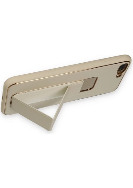 Apple iPhone 7 Plus Kılıf Coco Deri Standlı Kapak - Gold Glstd