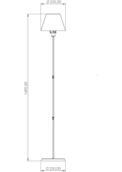 Vica Metal Lambader Siyah-Kırmızı (38 x 38 x 145 cm )