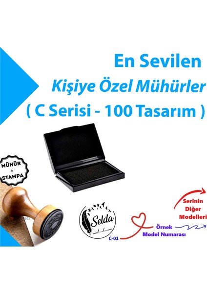 Kitap Mührü, Kitap Kaşesi, Kişiye Özel Hediyelik Mühür, Isimli Mühür C Serisi (100 Model)