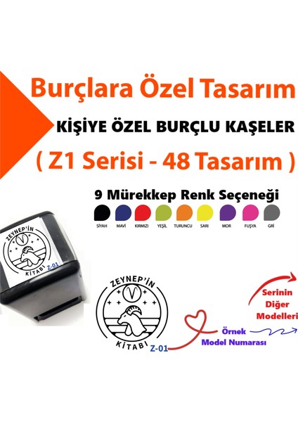 Özel Isim Yazılı Hediyelik Kaşe, Otomatik Burçlu Kaşe, Kare Damga Z1 Serisi
