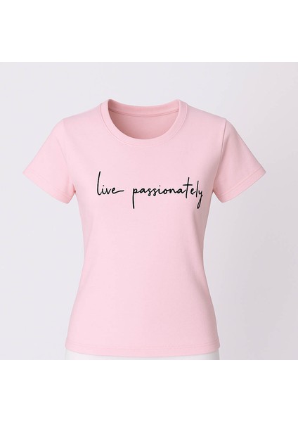 Lıve Passıonatıly Baskı Relaxed Fit Pembe Kadın T-Shirt