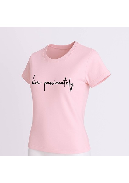 Lıve Passıonatıly Baskı Relaxed Fit Pembe Kadın T-Shirt
