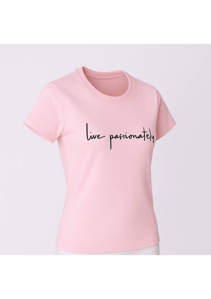 Lıve Passıonatıly Baskı Relaxed Fit Pembe Kadın T-Shirt