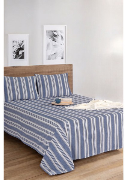 Modern Stripe Çarşaf + Yastık Kılıfı Seti Tek Kişilik Gentletouch Lacivert fiyatları