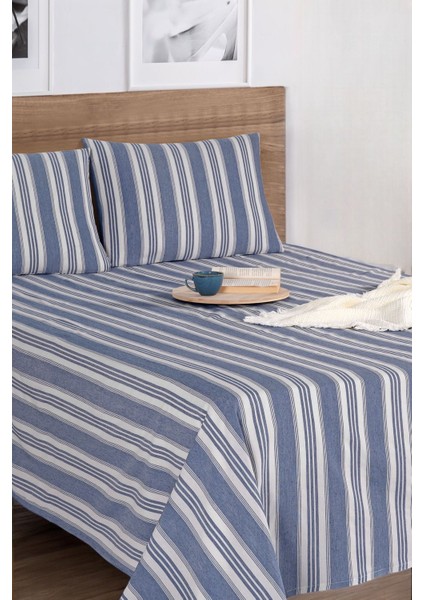 Modern Stripe Çarşaf + Yastık Kılıfı Seti Tek Kişilik Gentletouch Lacivert modelleri