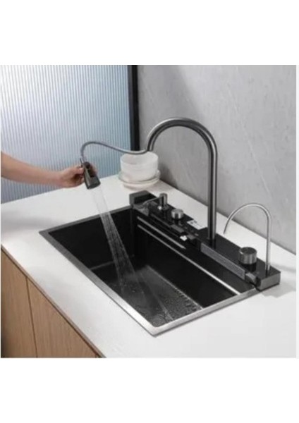 Akıllı Şelale Mutfak Eviyesi Dijital LED Göstergeli Set