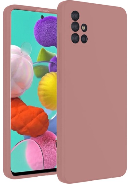 Samsung Galaxy A31 Kılıf Nano Içi Kadife Silikon - Pudra Glstd