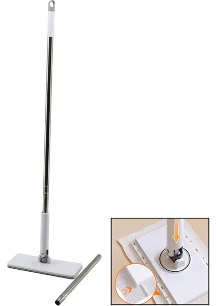 Otomatik Bez Değiştiren Mop Sap Çekbez Bırak - Sap Itbez Tut 360° Başlık 9.5X25 cm- Sap:115 cm (4887)
