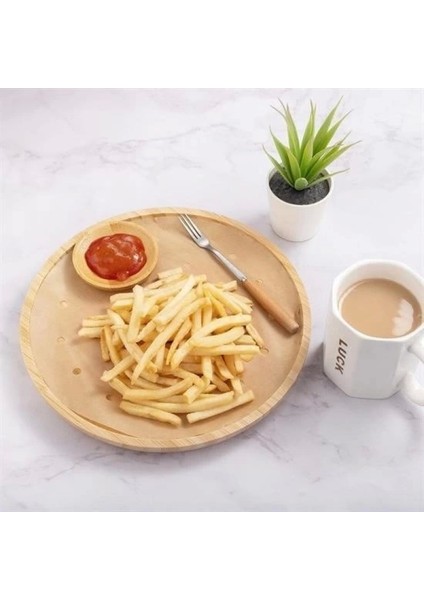 100 Adet Air Fryer Pişirme Kağıdı Tek Kullanımlık Hava Fritözü Yuvarlak Delikli Model
