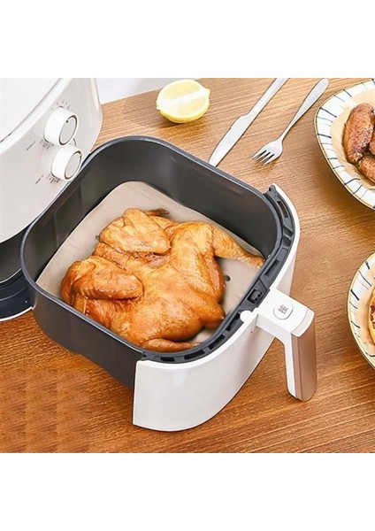 50 Adet Air Fryer Pişirme Kağıdı Tek Kullanımlık Hava Fritöz Yapışmaz Yağlı Kağıt Delikli Model (4887)