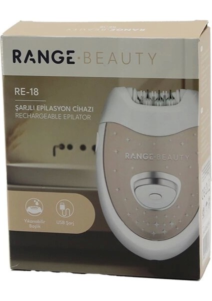 MiraLive Range Beauty Re-18 Epilasyon Cihazı Epilatör USB ŞARJLI=50DK 2 Kademe Hız Yıkanabilir Başlık=18 Çift Cımbız (4887)