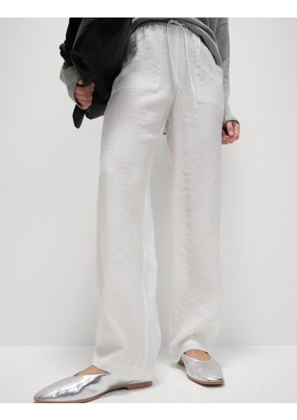 Lyocell Zengin Düz Straight Leg Pantolon