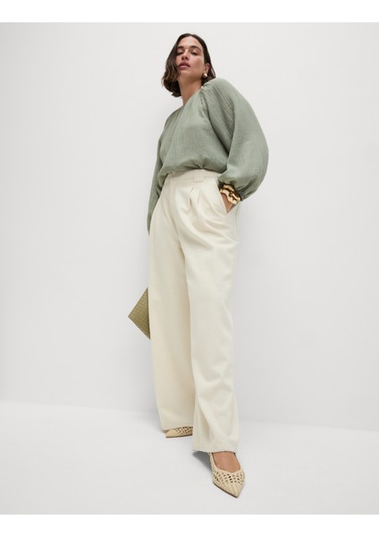 Yüksek Bel Tailored Wide Leg Jean fırsatları