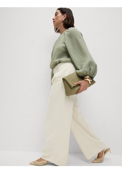 Yüksek Bel Tailored Wide Leg Jean indirimleri