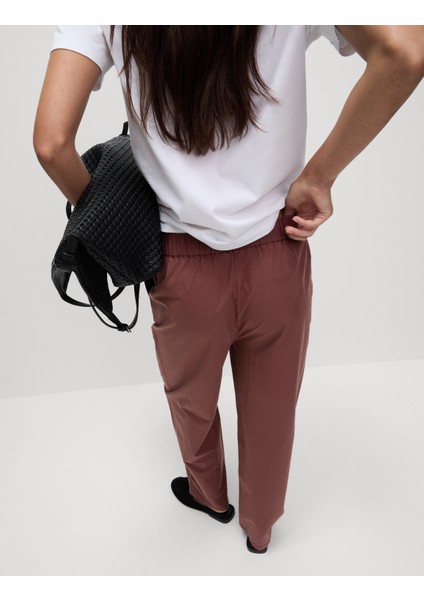 Saf Pamuk Poplin Straight Leg Pantolon