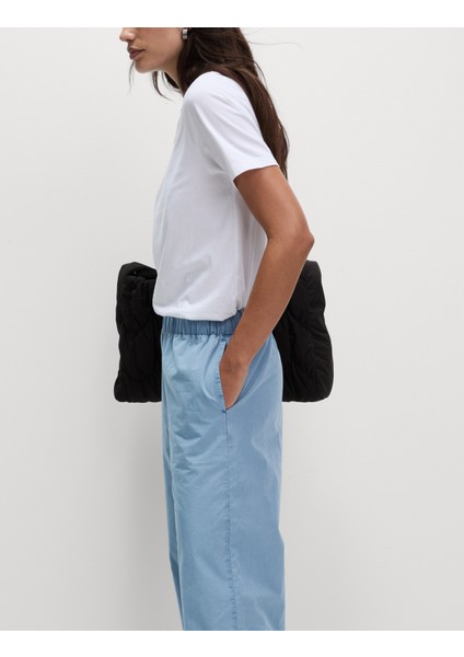 Saf Pamuk Poplin Straight Leg Pantolon fiyatları