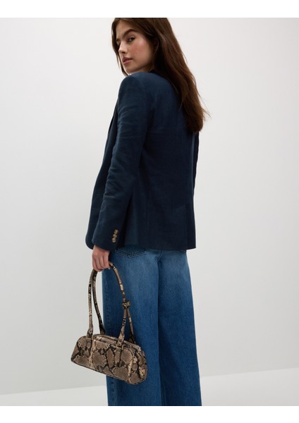 Keten Karışımlı Tek Düğmeli Blazer Ceket modelleri