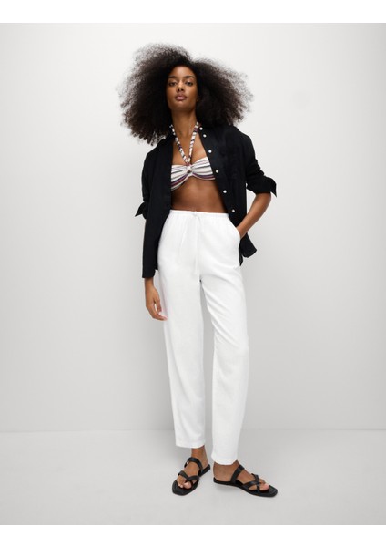 Tapered Fit Keten Pantolon