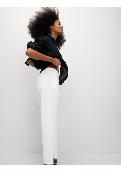 Tapered Fit Keten Pantolon fırsatları