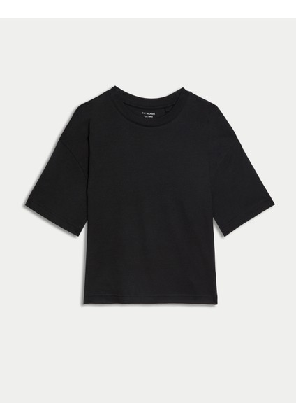 Saf Pamuklu Bisiklet Yaka Kısa T-Shirt modelleri