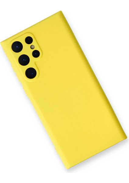 Samsung Galaxy S22 Ultra Kılıf Nano Içi Kadife Silikon - Sarı Glstd