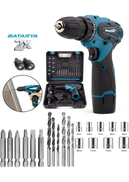 12V Setli Akülü Vidalama Şarjlı Matkap