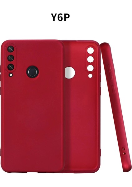 Huawei Y6P Kılıf First Silikon - Bordo Glstd