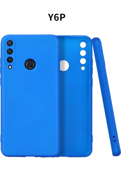 Huawei Y6P Kılıf First Silikon - Mavi Glstd
