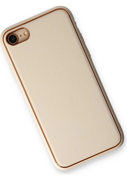 Apple iPhone 7 Kılıf Coco Deri Silikon Kapak - Gold Glstd