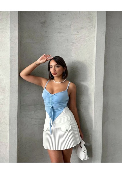 Önü Büzgülü Askılı Crop
