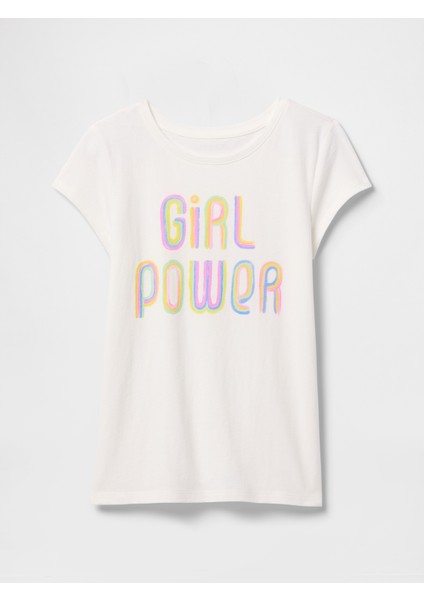 Kız Çocuk Kırık Beyaz Grafik T-Shirt fırsatları