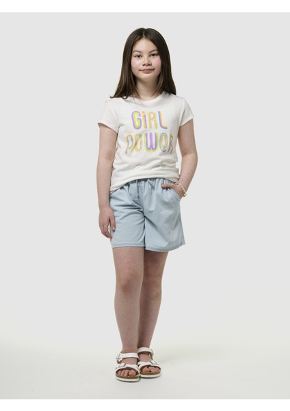 Kız Çocuk Kırık Beyaz Grafik T-Shirt indirimleri